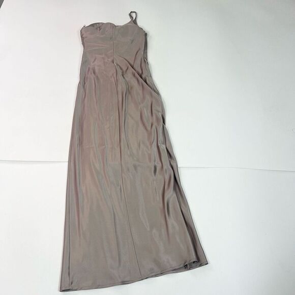 Reverly Dress Womens 4 gray Maxi One Shoulder Pleated Evening Gown Satin - Picture 9 of 15